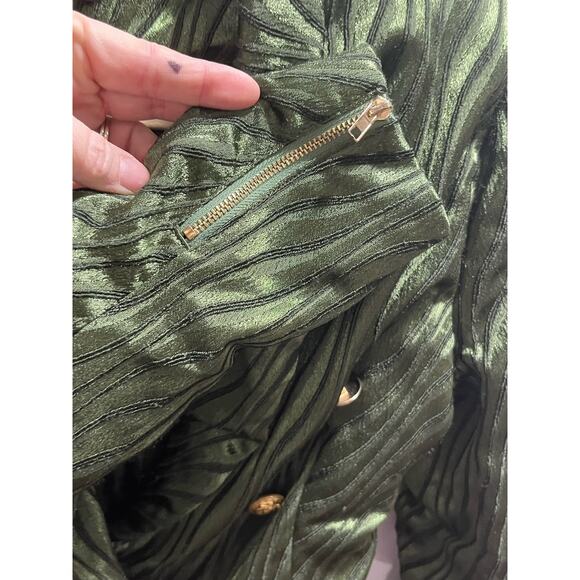 Retrofête‎ Jana Green Zebra Jana Plunging Double Breasted Blazer Sexy Romper Med - Picture 5 of 14